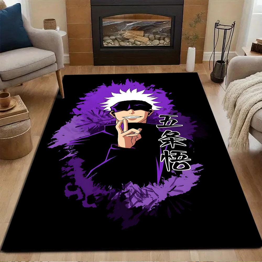 Anime Character with White Hair and Glasses Patterned carpet, non slip mat suitable for living room and bedroom sofas