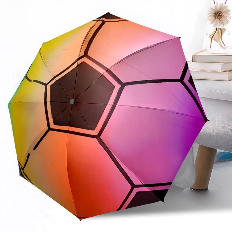 Soccer Ball Artwork Compact Travel Automatic Umbrella Sturdy 8-Rib Shaft Foldable Design All-Season Use Fashion Lovers Wedding Party Gift
