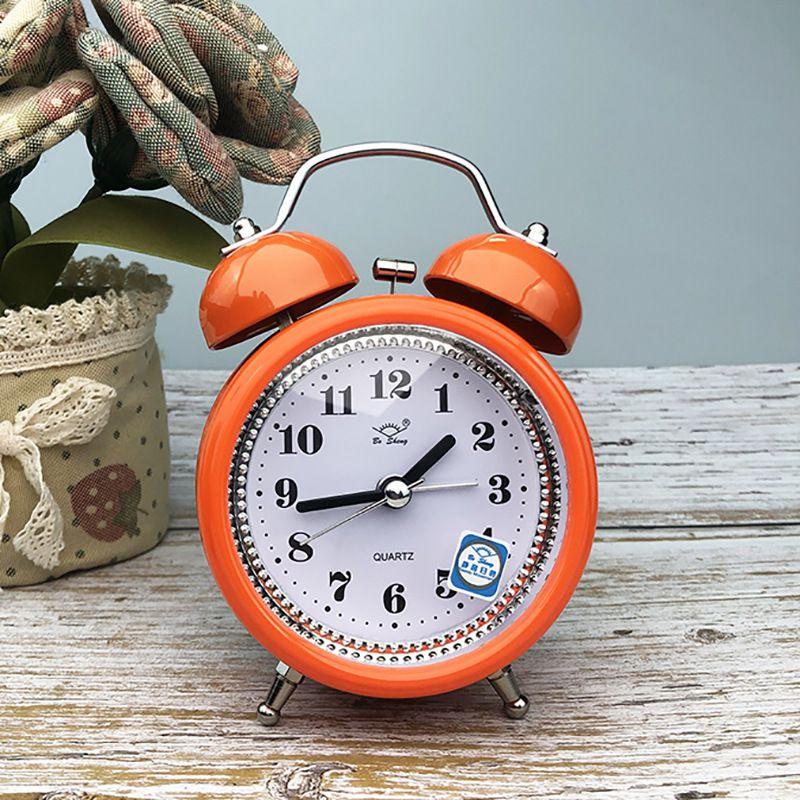 3in Fashionable Personalized Metal Bell Alarm Clock With Night Light Suitable For Students
