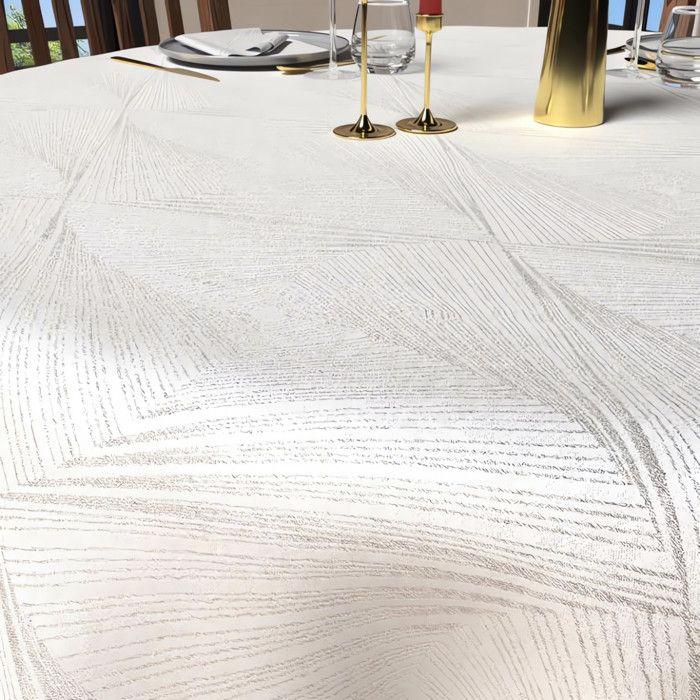 Round Anti-stain Tablecloth Diameter 180 Cm LUXURY White, by Soleil d'Ocre