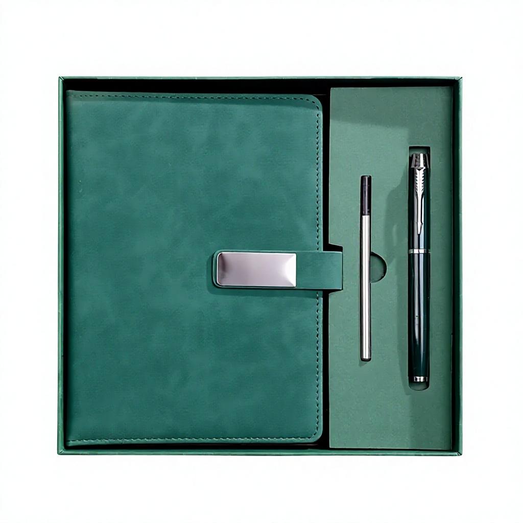 Custom Logo School & Business Notebook Set Wired Glue Bound PU Leather Cover Notepad Gift for Students and Professionals