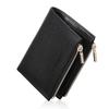 Двойной складной подлинный компактный мягкий кошелек на молнии вмещает 7 скимминговых монет, складной двойной кошелек, черный [VISOUL] Кошелек, кожа, кошелек, кожа,