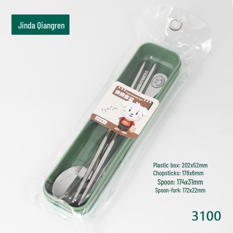 Набор студенческих дорожных столовых приборов Jindaqiangren: Комбо из ложки, палочек для еды и вилки из нержавеющей стали