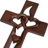 Solid Wood Intertwined Heart Wooden Cross Christian Log Cross Pendant  Valentine's Day