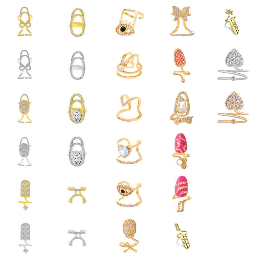 Open Heart Nail Ring Skull Butterfly Nail Art Ring Trendy Eyes Manicure Ring  Overlay