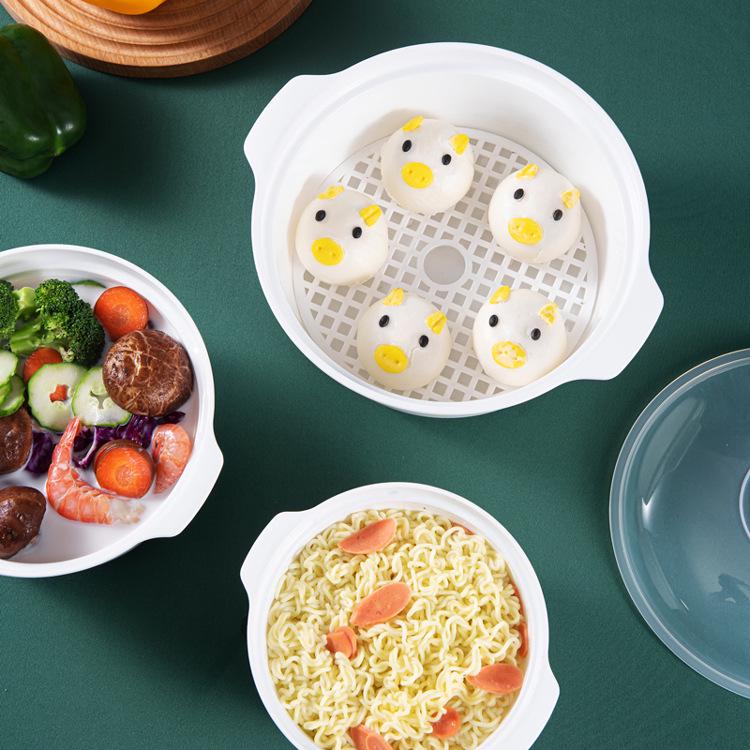 Plastic Soup Bowl with Lid - Microwaveable, Food-Grade, Fresh-Keeping Lunch Container