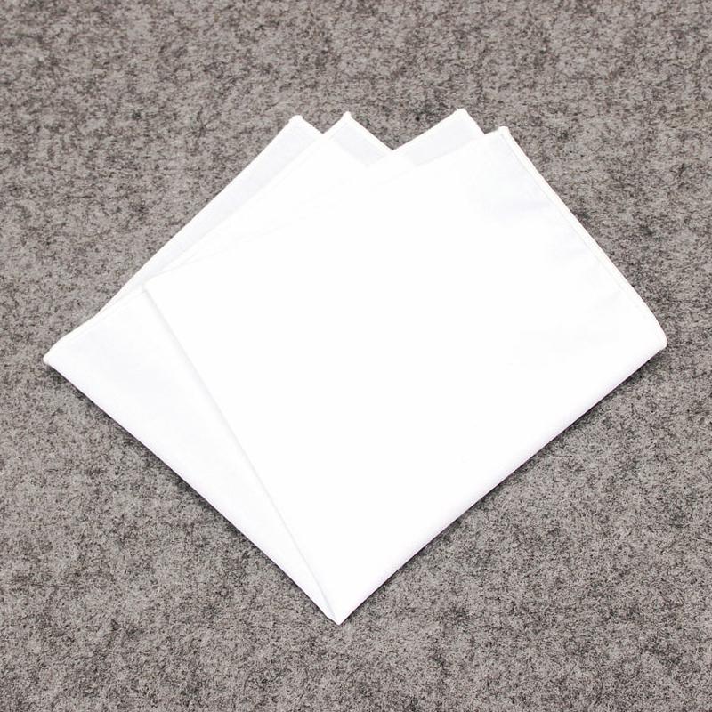 Men Plain White Handkerchief White Organic Pocket Square Hankies Cotton Soft Solid Color