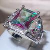 925 штамп готический ослепительный квадратный цирконий женское кольцо многоцветный кристалл обручальное кольцо вечерние ювелирные аксессуары