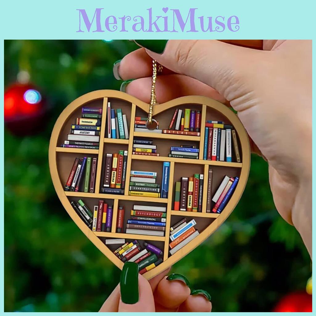 Contemporary Heart Shaped Acrylic Ornament For Book Lovers Ideal For Car And Home Decoration