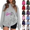 Women's Fashion Casual Long-sleeved  Printed Crew-neck Hoodie