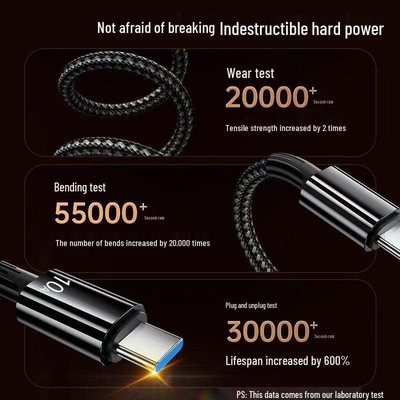 Кабель для быстрой зарядки USB-C мощностью 120 Вт для ноутбуков и телефонов (10А)