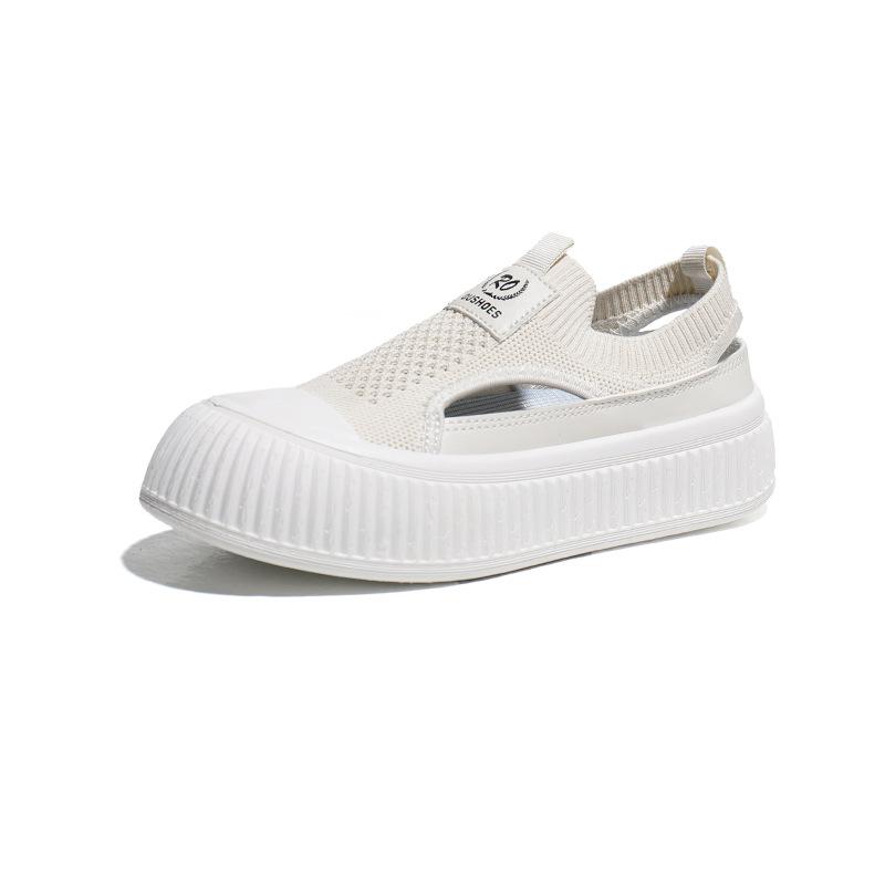 Женские парусиновые туфли, летние, дышащие, повседневные, белые, без застежек, на платформе, спортивные, женские кроссовки