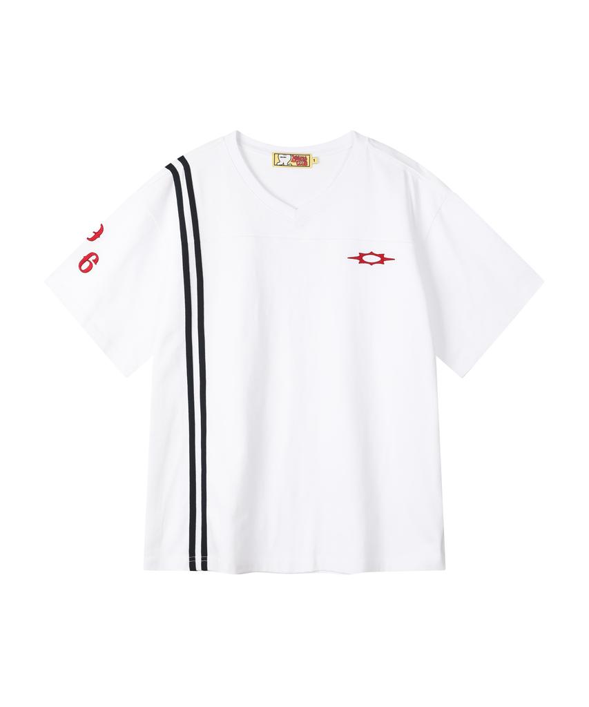 Lujeoseukeulleob Лига неудачников Футбол Футболка с V-образным вырезом с коротким рукавом Белая