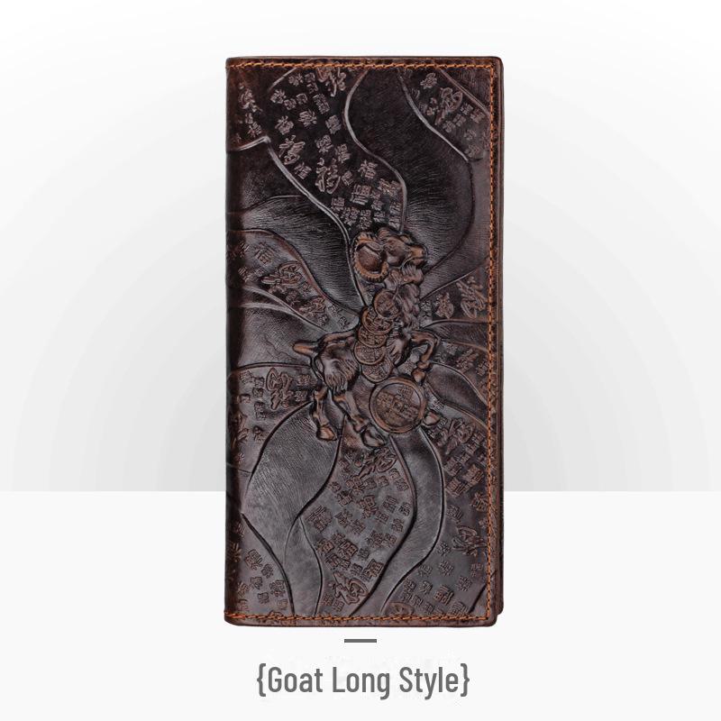 Мужской ретро-кошелек из натуральной кожи с тисненым вручную узором под крокодила, длинный, большой вместимости, с отделениями для нескольких карт.