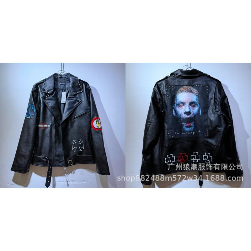 Mens PU Leather Biker Jacket Streetwear Oversized Fit With Contrast Stitching Pressed