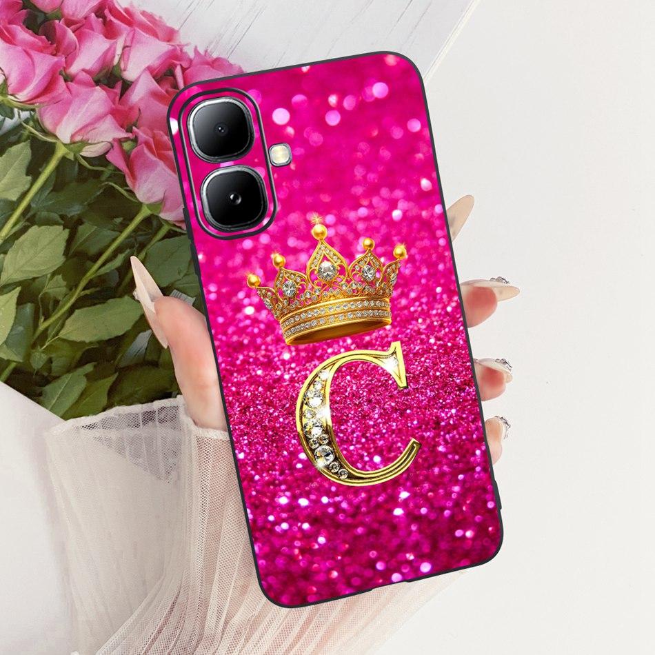Для Infinix Smart 20 X6840 X6840B Чехол-бампер с буквой 'Crown' Для Infinix Smart20 Черный Силиконовый Мягкие Чехлы