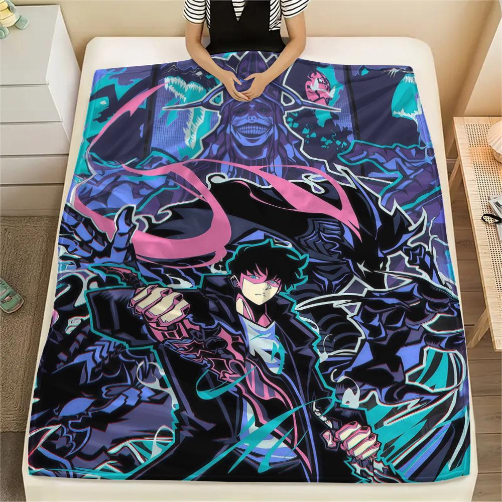 1PC Solo Leveling Print Flannel Blanket, High quality Comfortable for All Seasons, Home Decor, Warmth and Comfort, Perfect for Christmas Gifts