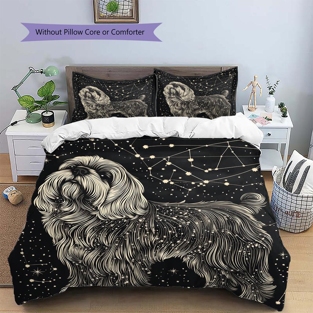 Shih Tzu Pattern Bedding Home Decoration Birthday Gift (1 * duvet cover + 2 * pillowcase, without core)
