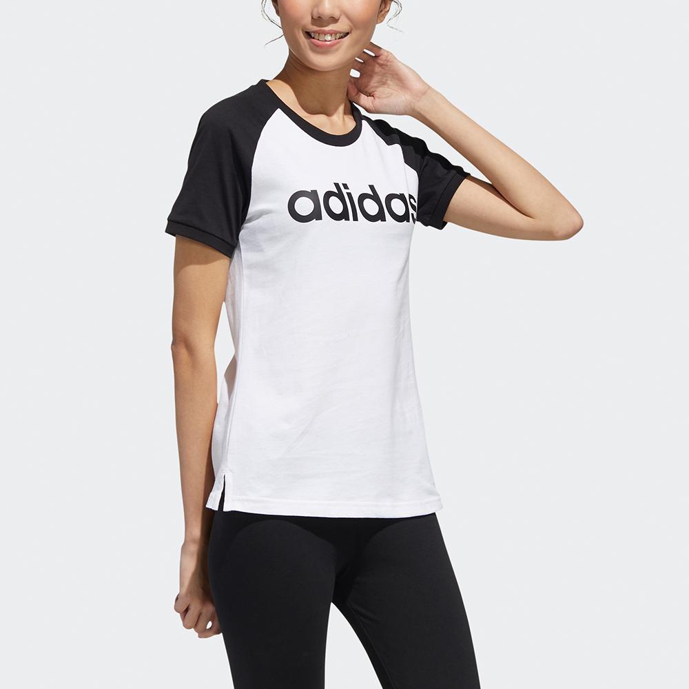 adidas Футболка с коротким рукавом и круглым вырезом Neo Logo Color Block, женская белая GJ7920