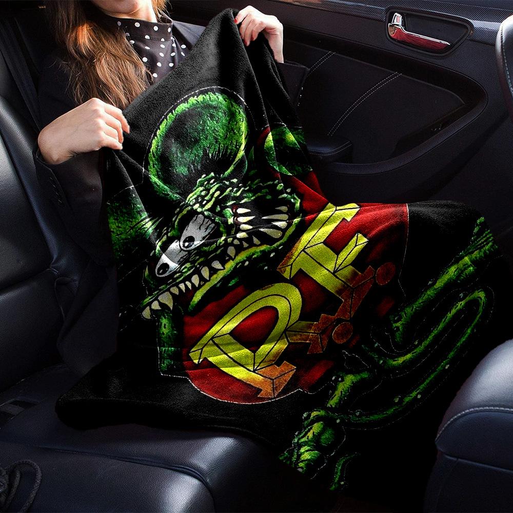 1 шт. Плед Rat Fink, Мягкий фланелевый, Уютный, Всесезонный полиэстер, Идеально подходит для дома, офиса