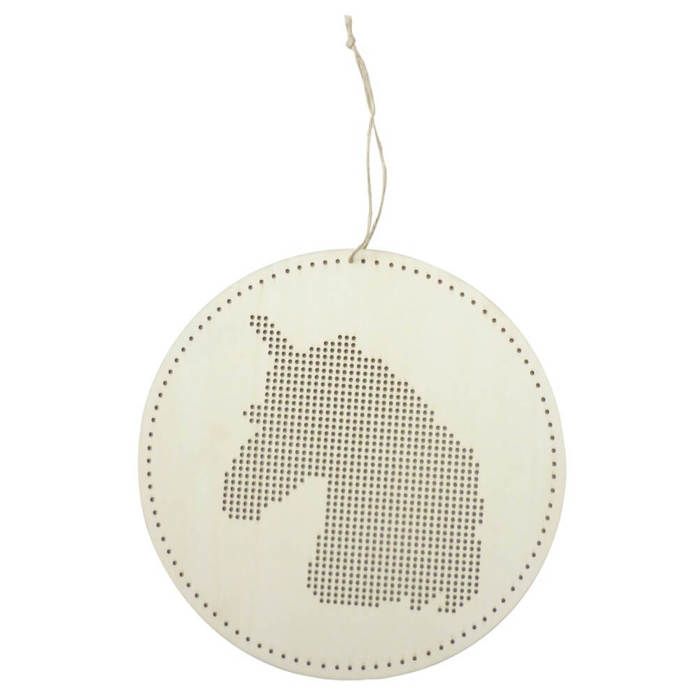 Kit de broderie - GRAINE CRÉATIVE - Licorne - 12 échevettes - Suspension en bois - 22 cm