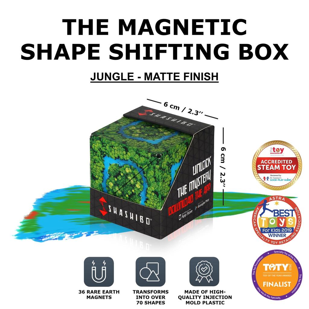 SHASHIBO Shape Shift Box — отмеченный наградами запатентованный кубик-фиджет с 36 редкоземельными магнитами — трансформируется в более чем 70 форм (Серия Wild - Джунгли)