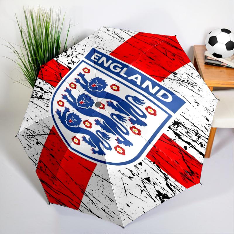 EnglFootball Crest Automatic Folding Umbrella - 8-Rib Travel Umbrella with Auto Open/Close & Portable, Gift for Christmas, Birthdays