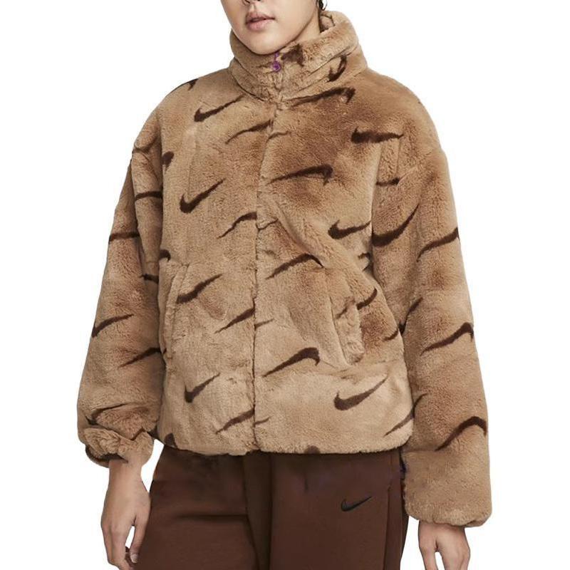 Nike Бархатистое пальто женское коричневое DQ6843-258