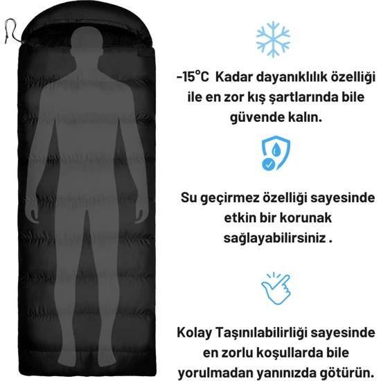 Sleeping Bag -15 Degrees Camping Outdoor Carrying Bag Hooded Water Resistant 220*75CM