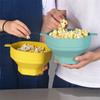 Silicone Popcorn Bowl With Lid Microwave Popcorn Bucket Creative Foldable Popcorn Maker High Temperature Resistant Popcorn