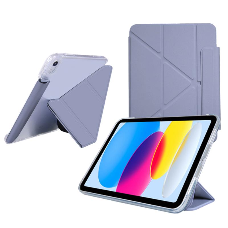 Для iPad Эйр 11 (2025)/(2024) Чехол-подставка Оригами из ПУ кожи с прозрачной задней крышкой для планшета с держателем для карандаша