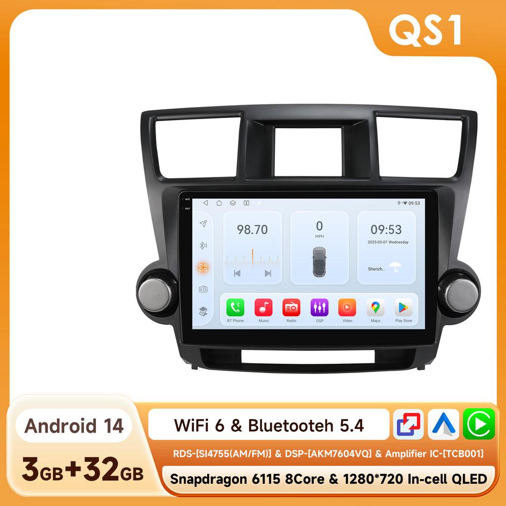 Hizpo Snapdragon AI для Toyota Highlander Kluger 2007 - 2013 Android Автомагнитола Мультимедийный Видеоплеер GPS Навигация Интеллектуальный Экран 4G Carplay