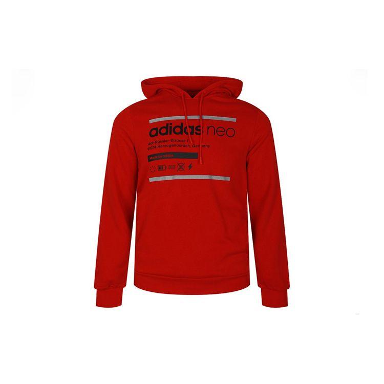 Adidas Neo New Year Series Casual Print Hoodie Men Tops Red GE5500