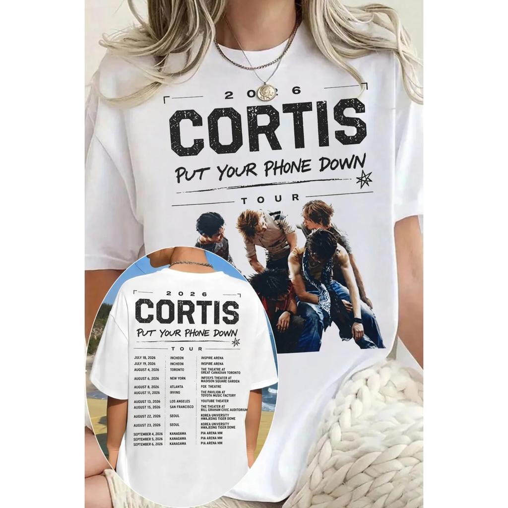 Футболка с графическим принтом Cortis World Tour Мужская Женская Оверсайз Уличная Одежда Y2k Круглый Вырез Короткий Рукав Чистый Хлопок Харадзюку Высококачественная Женская Мужская Одежда
