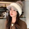 Versatile Color Blocked Coral Velvet Warm Baseball Cap Korean Big Head Surround Hat Outdoor Cold Proof Hat Women's Style