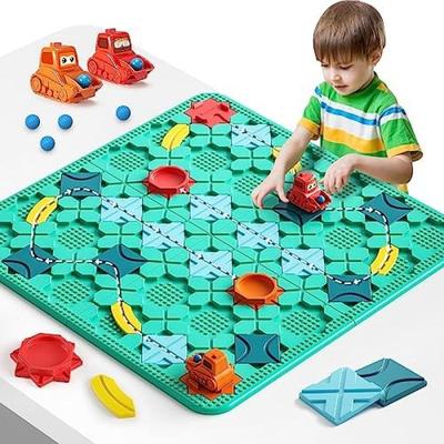 Настольная игра Burgkidz «Логический строитель дорог» 56x56 см, большой лабиринт-головоломка, для нескольких игроков, интерактивная семейная игрушка, подарок для мальчиков и девочек от 4 лет