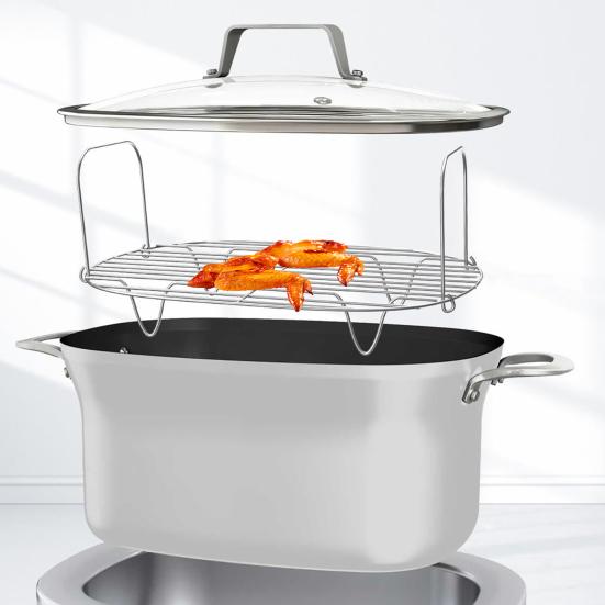 Решетка для жарки из нержавеющей стали, усиленный противень для выпечки, подставка для барбекю для курицы, рыбы, овощей