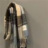 Autumn Winter Warm Women Plaid Scarf Winter Warm Cashmere Women Girls Long Scarf Korean Simple Fashion Tassel Shawl Scarf New