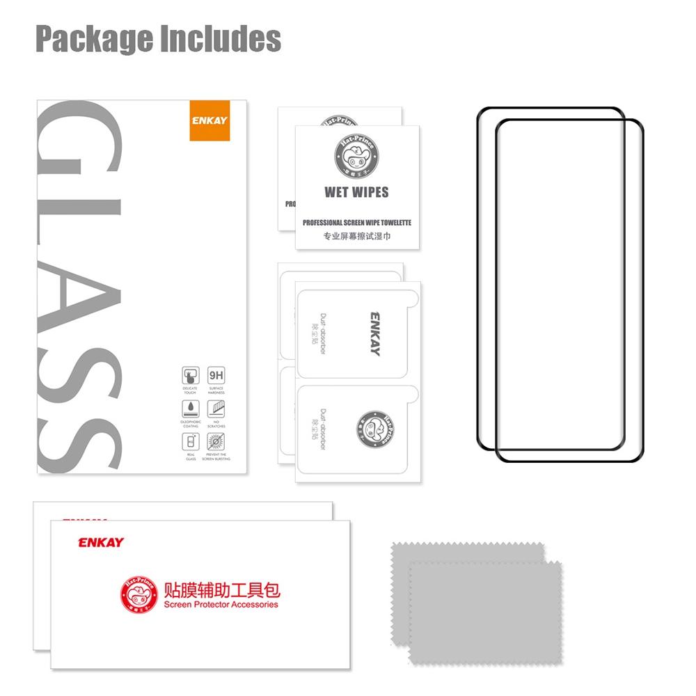 ENKAY HAT PRINCE 2Pcs/Set for Honor Magic4 5G/Magic4 Ultimate/Magic4 Pro 3D Curved Side Glue Tempered Glass Support Fingerprint Unlock