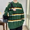 Lazy Style Men's Striped Sweater Autumn New Versatile Men's Winter Thick Loose Round Neck Sweater Trendy
