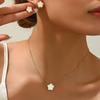 1 Piece Simple Light Luxury Lucky Cinquefoil Petal Necklace and Earrings Set Suitable for All Occasions Ladies Gift