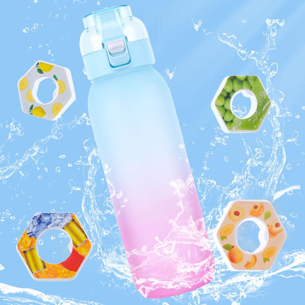 1000ML Air Water Bottle Tritan with 7 Flavour Pods Fruit Fragrance Water Bottle 0% Sugar Water Cup Suitable for Outdoor Sports