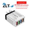 Цветное 4-портовое USB-зарядное устройство 3A для мобильных телефонов и планшетов - Совместимо со стандартами ЕС, США, Великобритании и Австралии