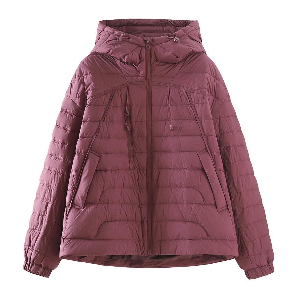 МОДА белый утиный пух легкий женский короткий 2024 новый корейский вариант с капюшоном свободный модный теплый легкий пальто Одежда