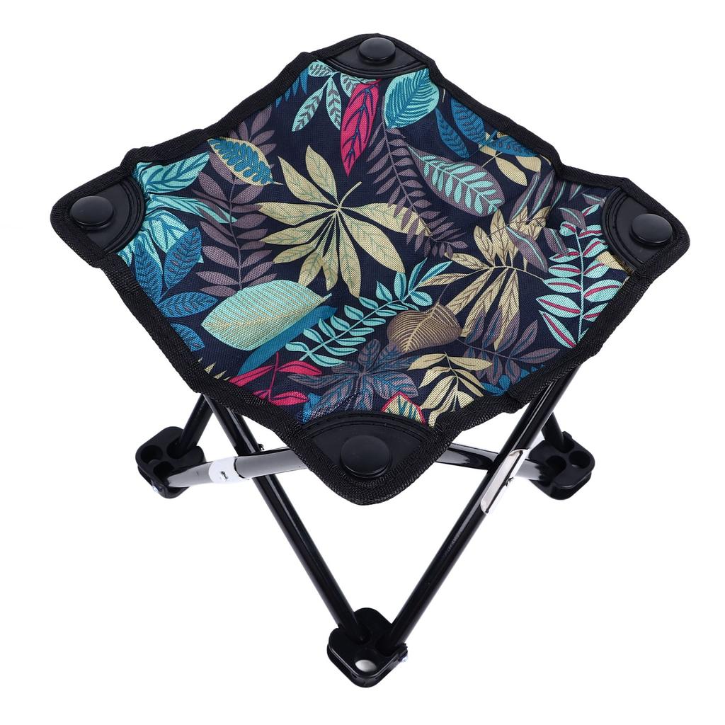Camping Stool Canvas Portable Leaf Pattern Compact Outdoor Folding Chair with Carrying Bag for Adults Fishing Hiking