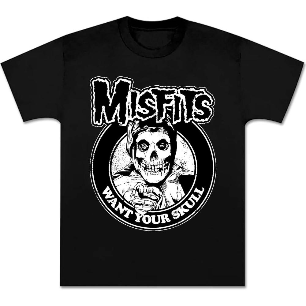 Misfits Shirt Rock Vintage for Youth Want Your Skull Graphic Printing Short Sleeve 80s Concert Classic Adult TShirt Black