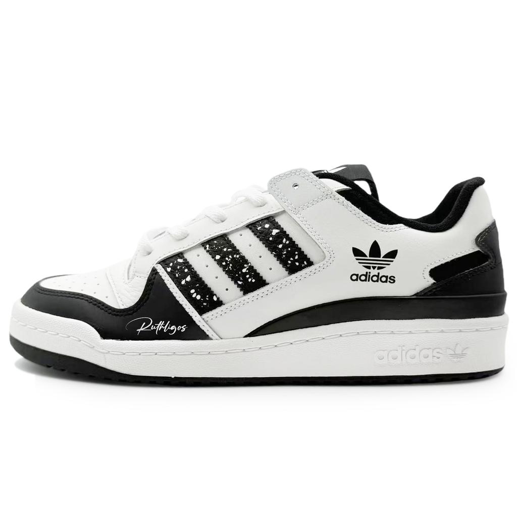 adidas Оригинальные FORUM Кожаные Устойчивые к истиранию Низкие Кеды для Скейтборда Унисекс Черный Белый IH7830(Команда1181-S2)