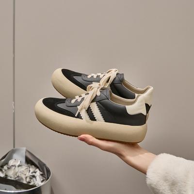 Кожаные грязные туфли с толстой подошвой, белые туфли, женские туфли для досок, туфли с большой головой, ретро-туфли для хлеба