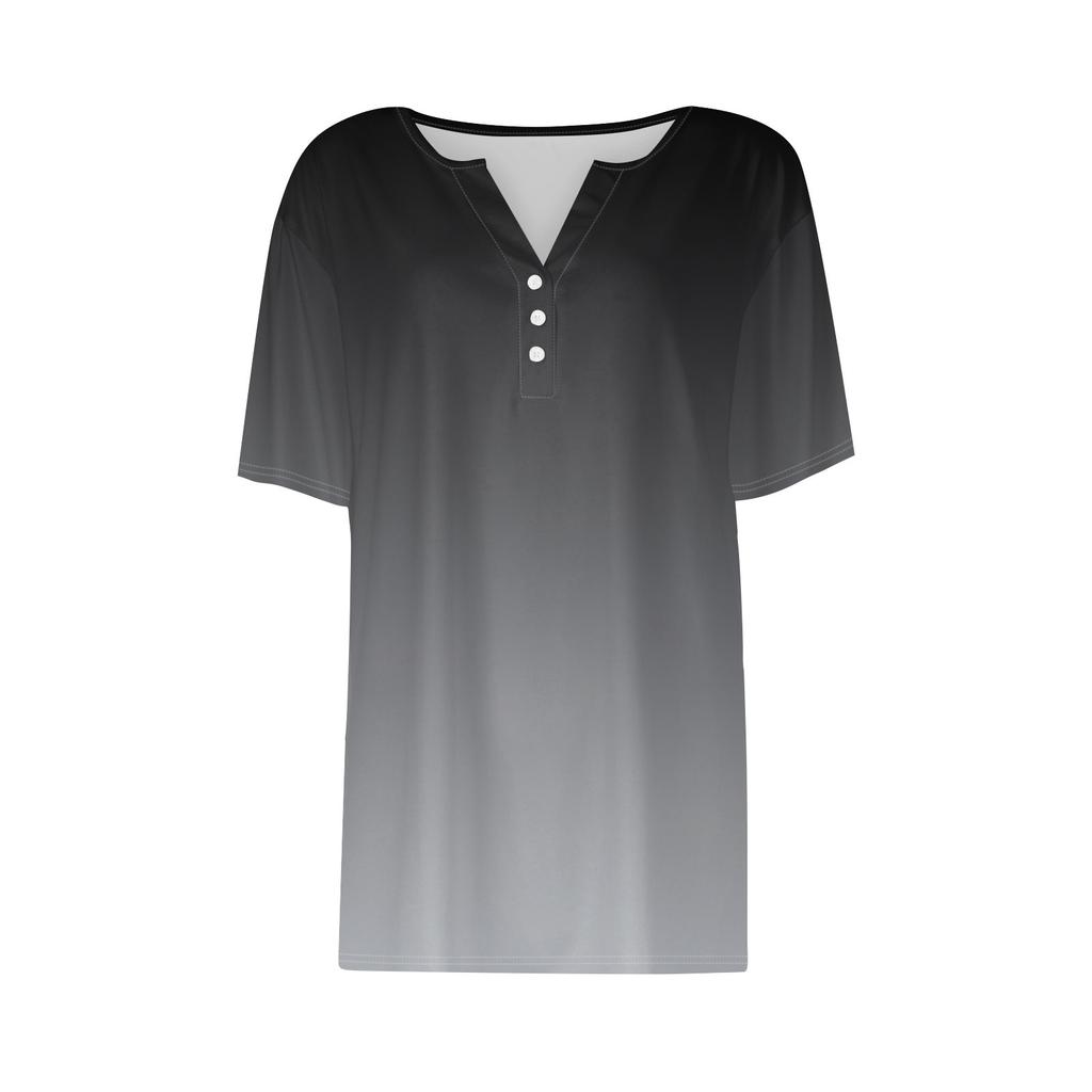 Women's T Shirt Tee Printed Button Short Sleeve Tunic Daily Weekend Fashion Basic V- Neck Regular Top