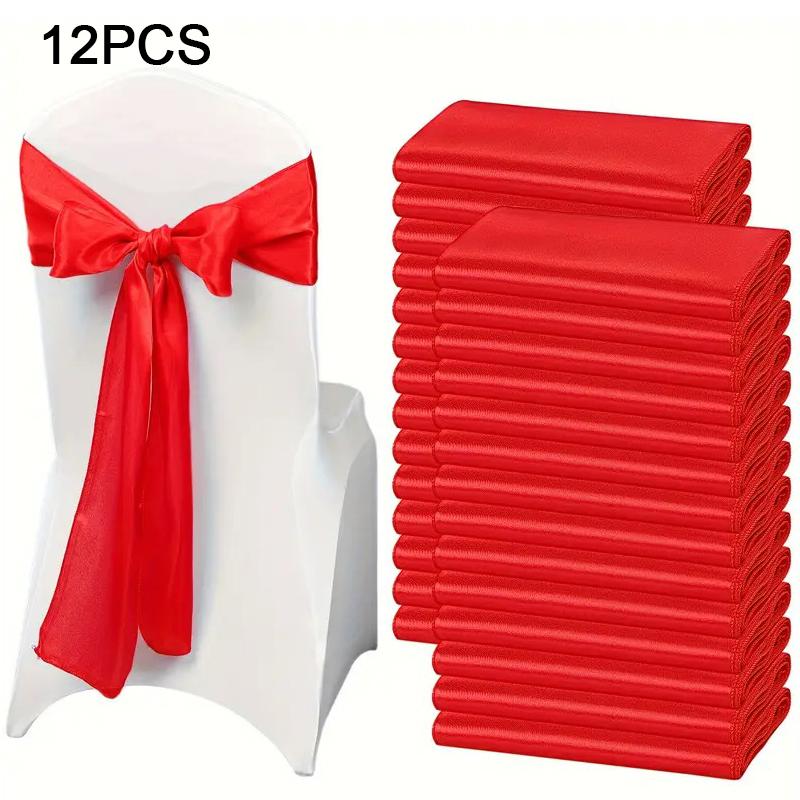 12 шт. пояса для стульев свадебный атласный рождественский однотонный чехол для стула с декоративным бантом на день благодарения вечеринка банкет несколько цветов